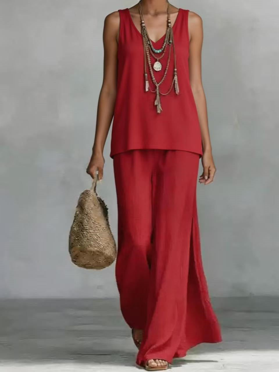 Solid Color Versatile Two-piece Set