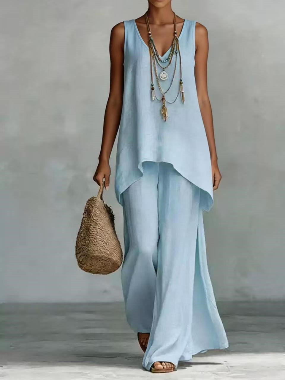 Solid Color Versatile Two-piece Set
