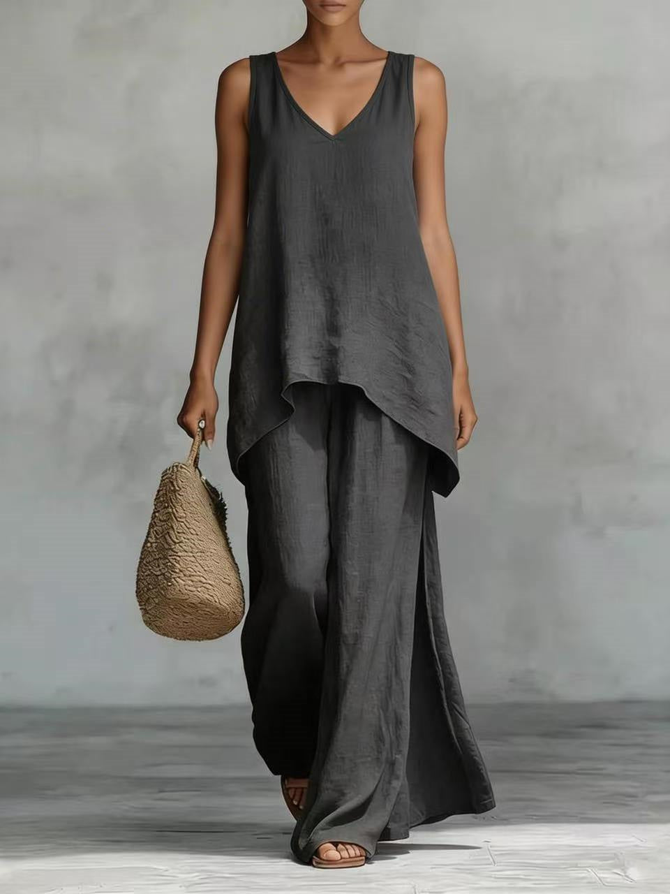Solid Color Versatile Two-piece Set