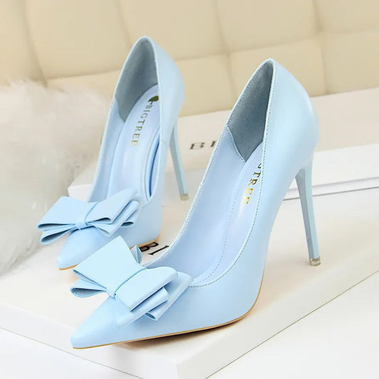 Bow Woman Pumps Sexy High Heels Stiletto Casual Office Shoes for Women