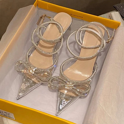 Transparent PVC Pointed Toe Women Pumps Sandals