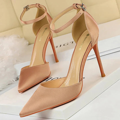 Silk Hollow Out Woman Pumps High Heels for Sexy Party Look