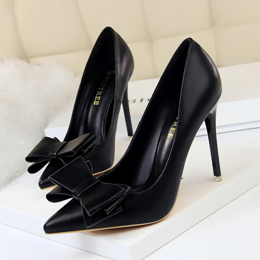 Bow Woman Pumps Sexy High Heels Stiletto Casual Office Shoes for Women