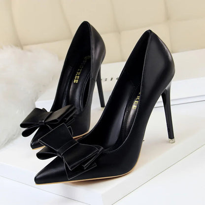 Bow Woman Pumps Sexy High Heels Stiletto Casual Office Shoes for Women