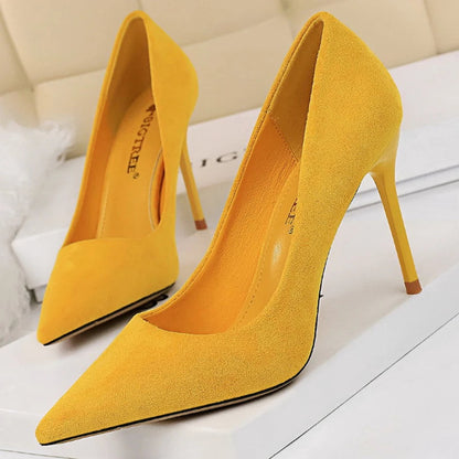 Suede High Heel Pumps for Women - Stylish Office Shoes