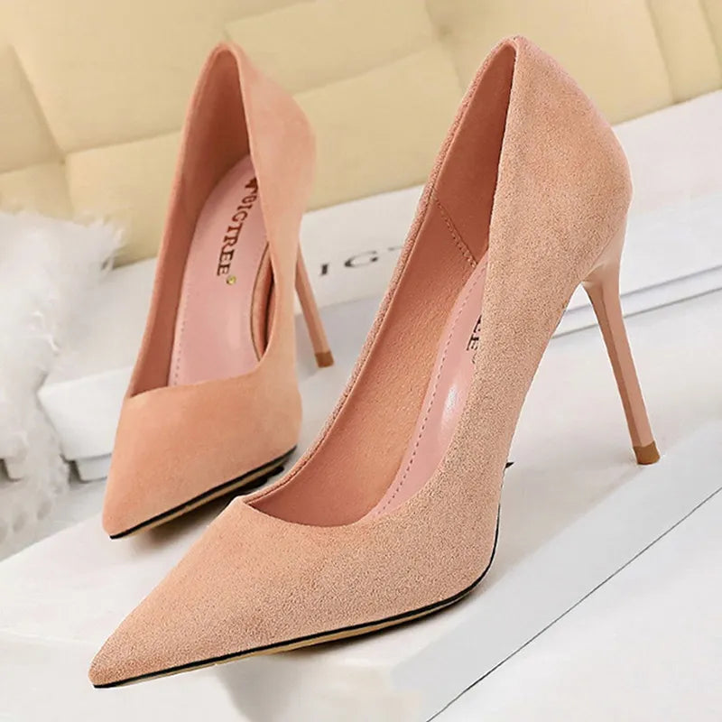 Suede High Heel Pumps - Fashionable Office and Party Shoes