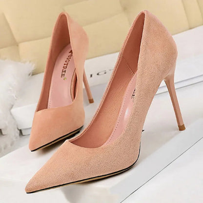 Suede High Heel Pumps - Fashionable Office and Party Shoes