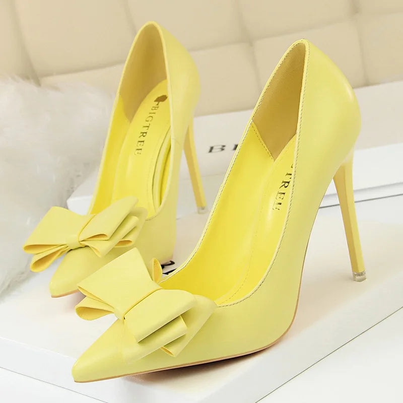 Bow-knot Pumps High Heels Fashion Stiletto Shoes for Women