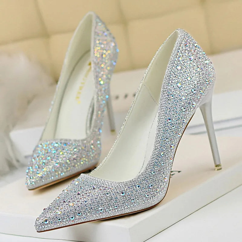 Rhinestone Stiletto Heel Wedding Pumps Fashion Shoes for Women