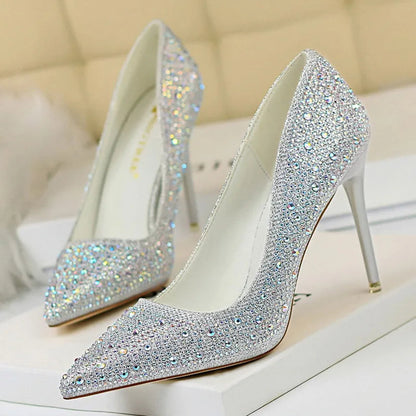 Rhinestone Stiletto Heel Wedding Pumps Fashion Shoes for Women
