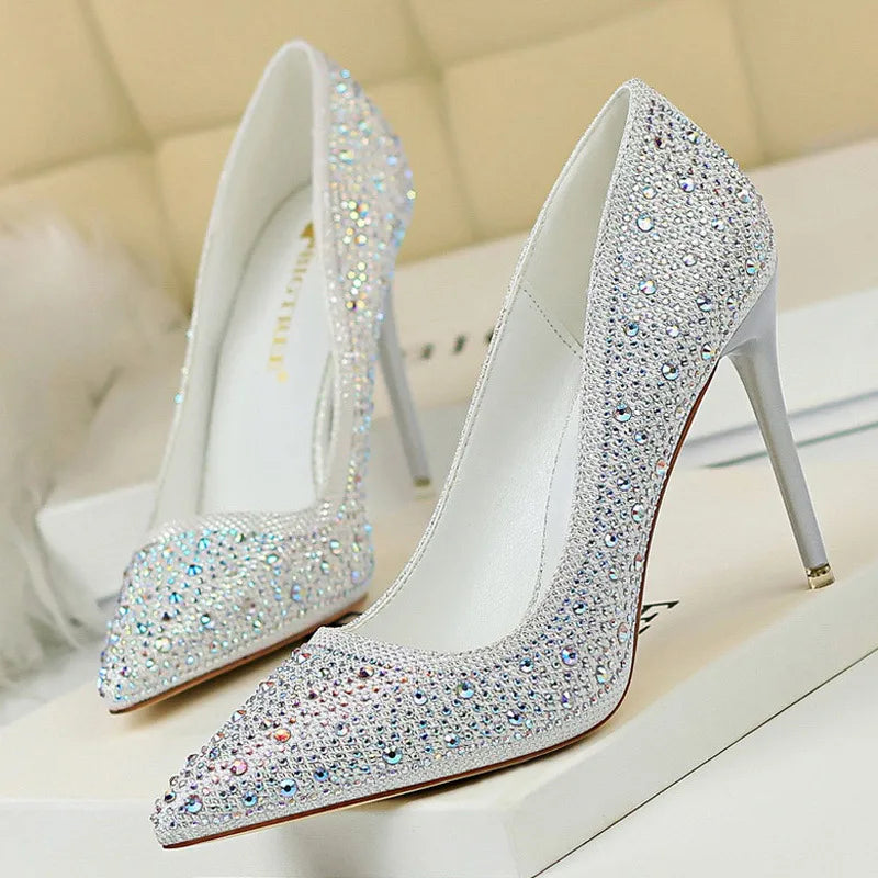 Rhinestone Stiletto Heel Wedding Pumps Fashion Shoes for Women