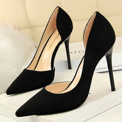Suede Pointed Toe Stiletto High Heel Pumps for Women