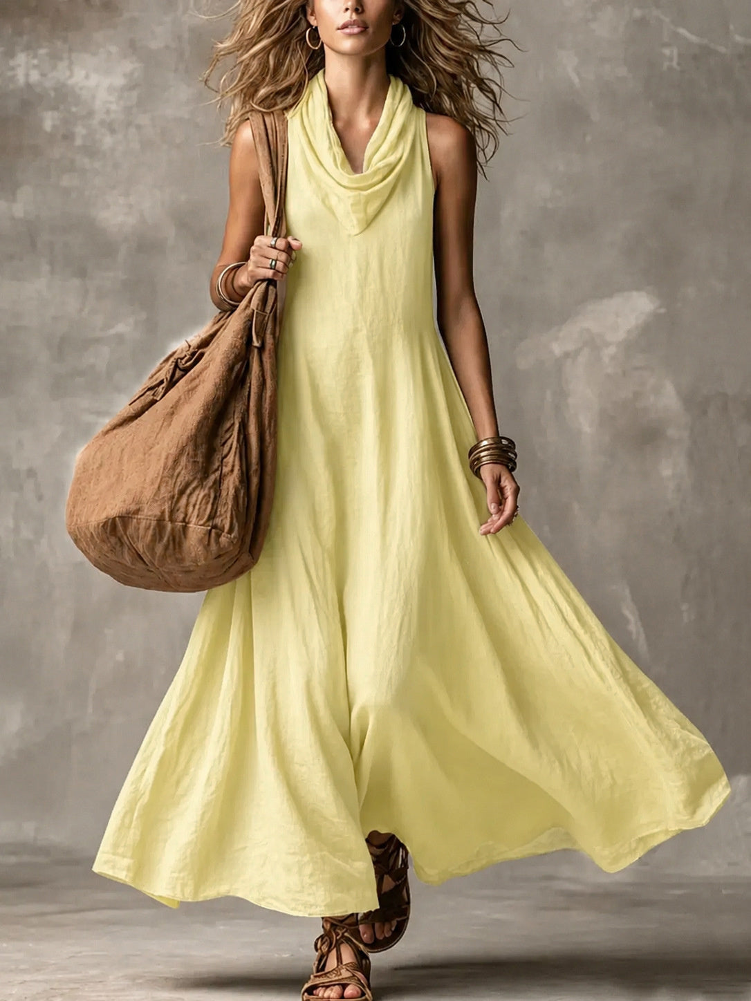 Solid Color Color-blocked Patchwork Versatile Dress