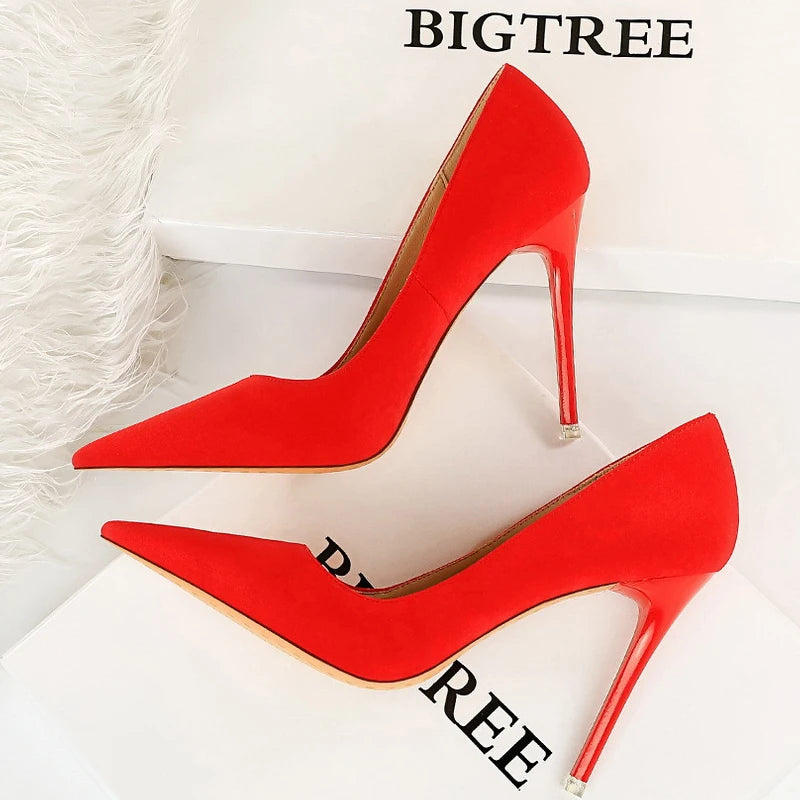 Suede Pumps High Heels Fashion Sexy Party Stiletto Ladies Shoes Women