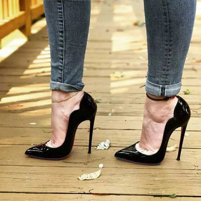 Black Patent Pointy Toe High Heel Shoes