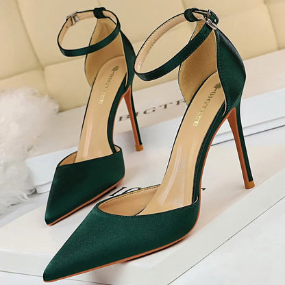 Silk Hollow Out Woman Pumps High Heels for Sexy Party Look