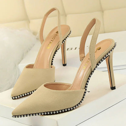 Rivet High Heels Woman Pumps Pu Leather 9cm Sexy Party Women Heels