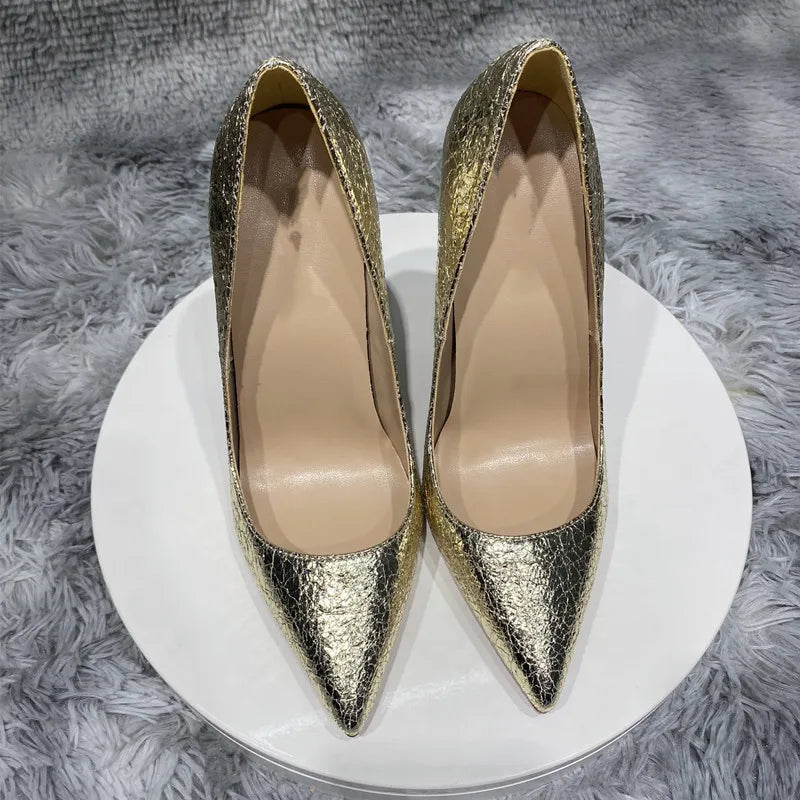 Matte Crocodile Effect Women Pointy Toe High Heel Wedding Party Shoes