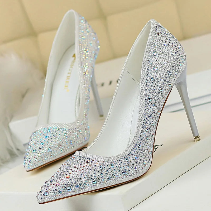 Rhinestone Stiletto Heel Wedding Pumps Fashion Shoes for Women