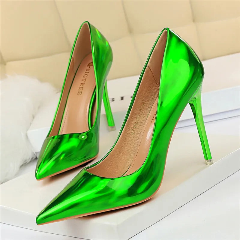 Blue Green Valentine Pumps 10.5cm High Heels Shoes for Women