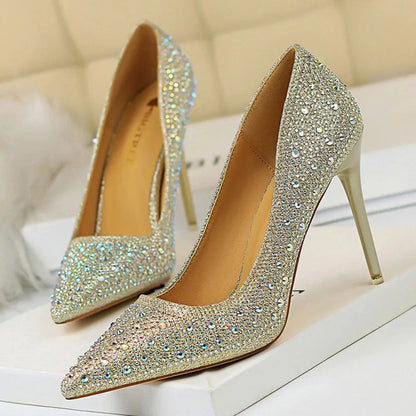Rhinestone Stiletto Heel Wedding Pumps Fashion Shoes for Women