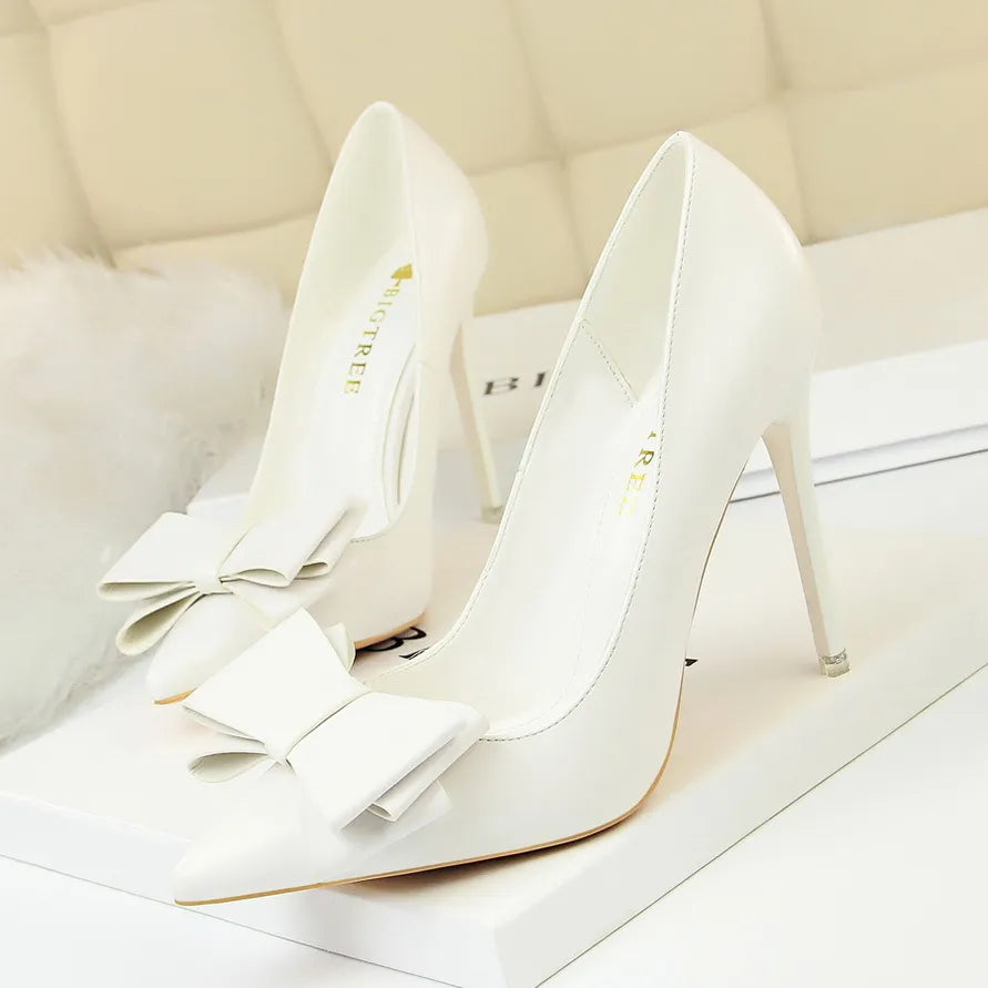 Bow Woman Pumps Sexy High Heels Stiletto Casual Office Shoes for Women