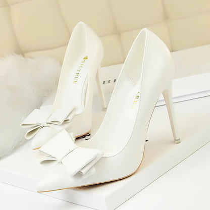 Bow Woman Pumps Sexy High Heels Stiletto Casual Office Shoes for Women