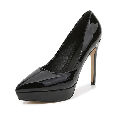 Glossy Pointed Toe Platform High Heels for Elegant Ladies