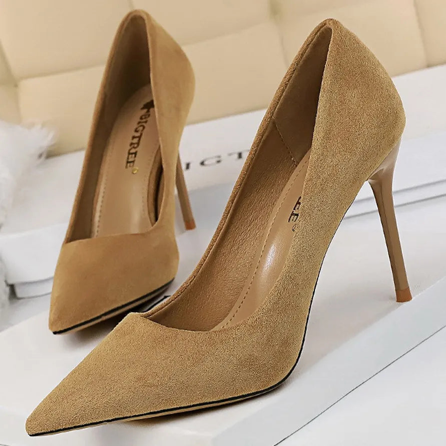 Suede High Heel Pumps for Women - Stylish Office Shoes