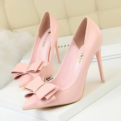Bow Woman Pumps Sexy High Heels Stiletto Casual Office Shoes for Women