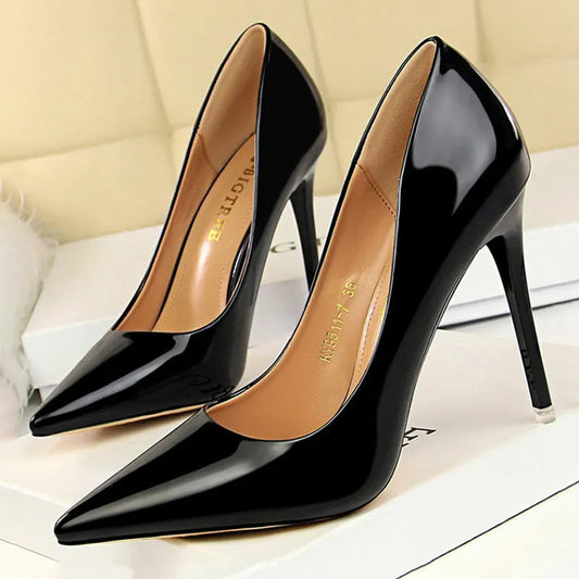 Patent Leather High Heel Wedding Pumps Basic Pump Shoes for Women