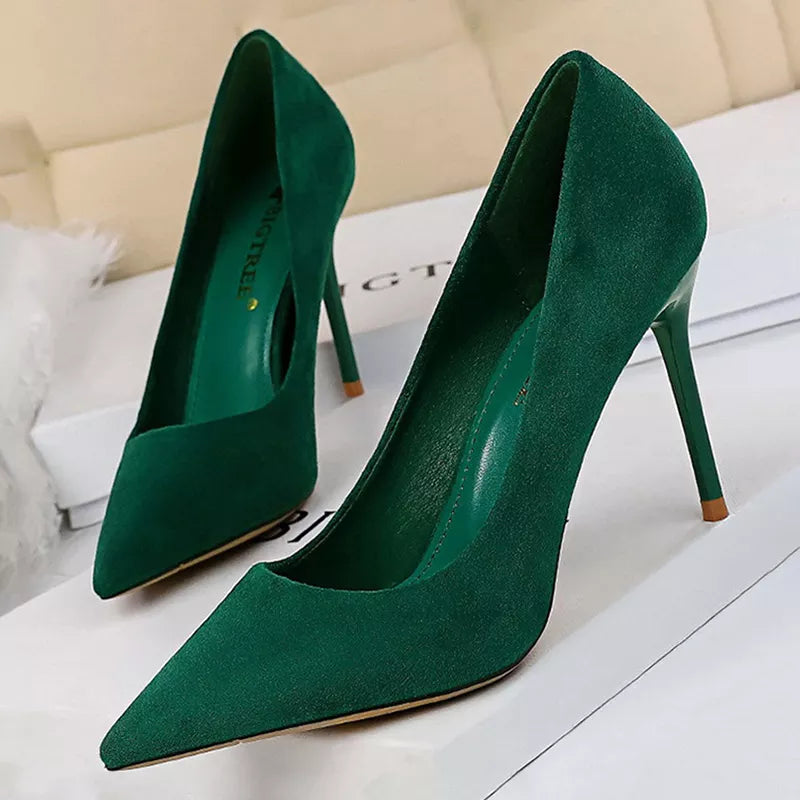 Suede High Heel Pumps - Fashionable Office and Party Shoes