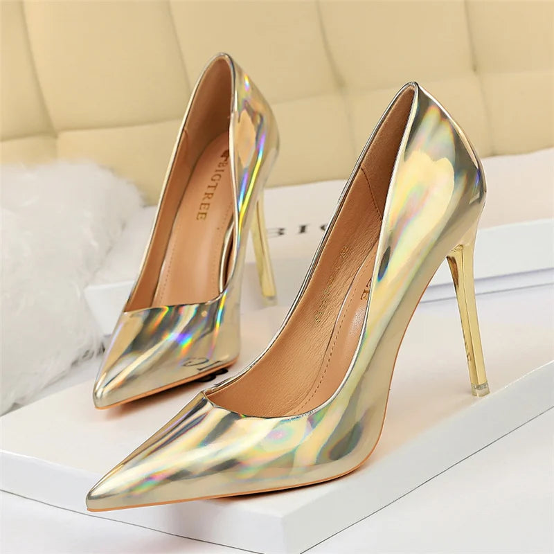 Blue Green Valentine Pumps 10.5cm High Heels Shoes for Women