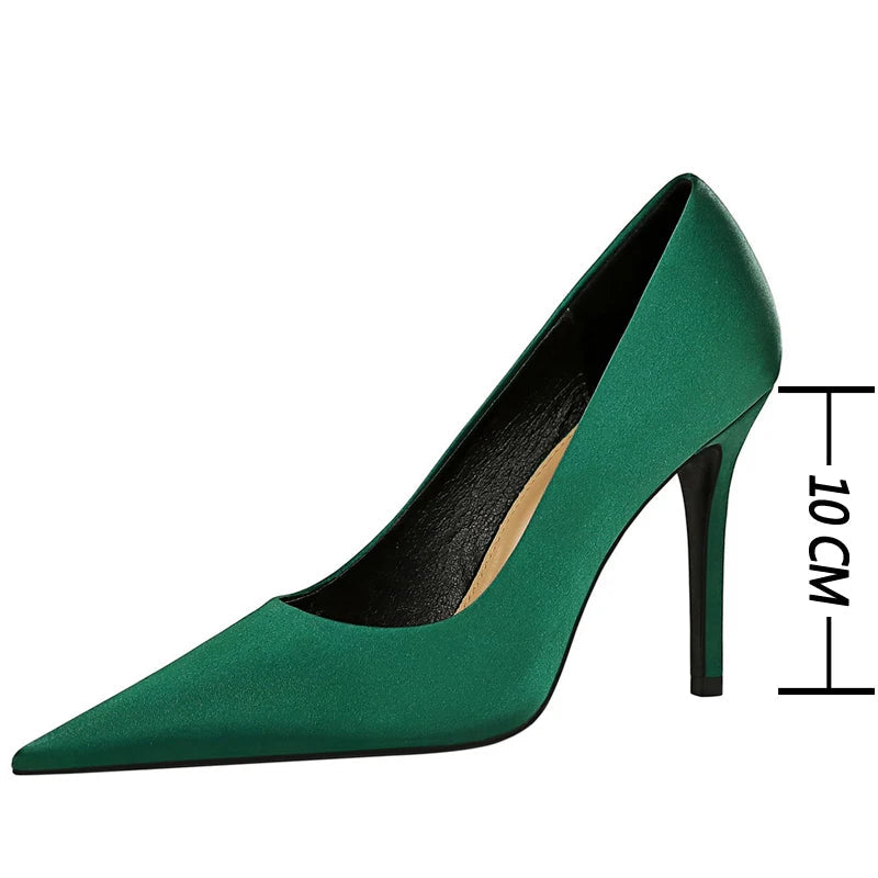 Silk High Heel Stiletto Party Shoes for Women