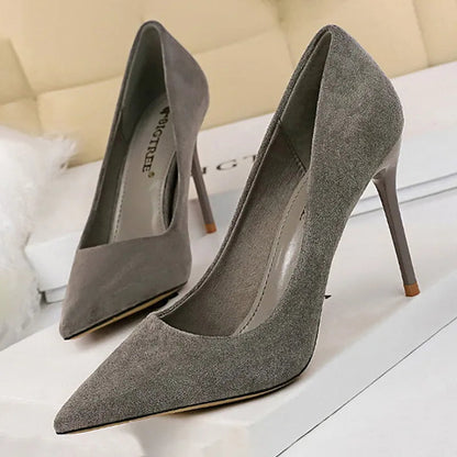 Suede High Heel Pumps - Fashionable Office and Party Shoes