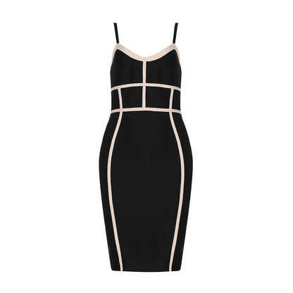 Strappy Sleeveless Striped Midi Bandage Dress HB7789