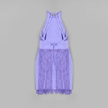 Round Neck Sleeveless Mini Tassels Bandage Dress HL6259