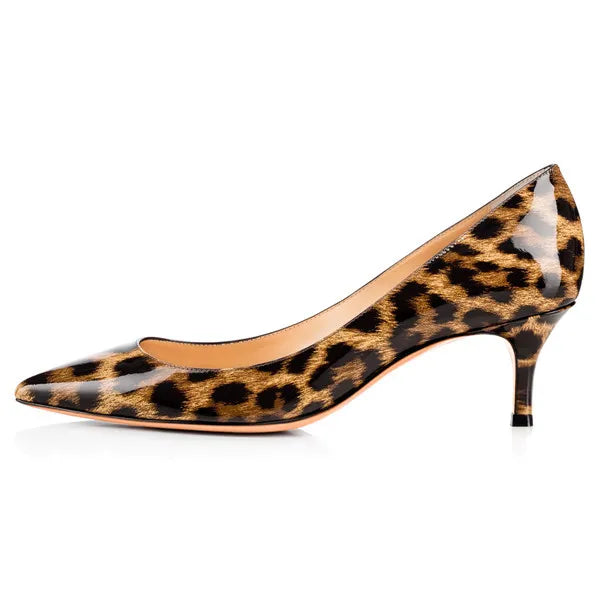 Leopard Pumps Shoes with 2.6 Inch Thin Heels