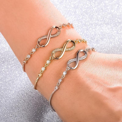 Infinity Bracelet | Adjustable Chain | Crystal Detail