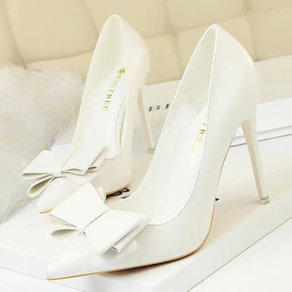 Bow-knot Pumps High Heels Fashion Stiletto Shoes for Women