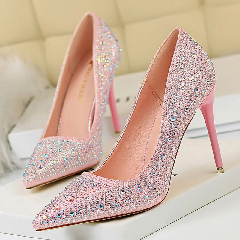 Rhinestone Stiletto Heel Wedding Pumps Fashion Shoes for Women