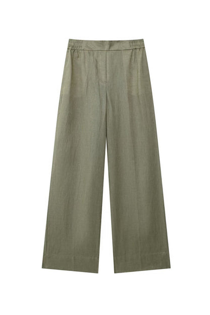 Half Sleeve Drawstring Shirt Long Pants Two-Piece Set