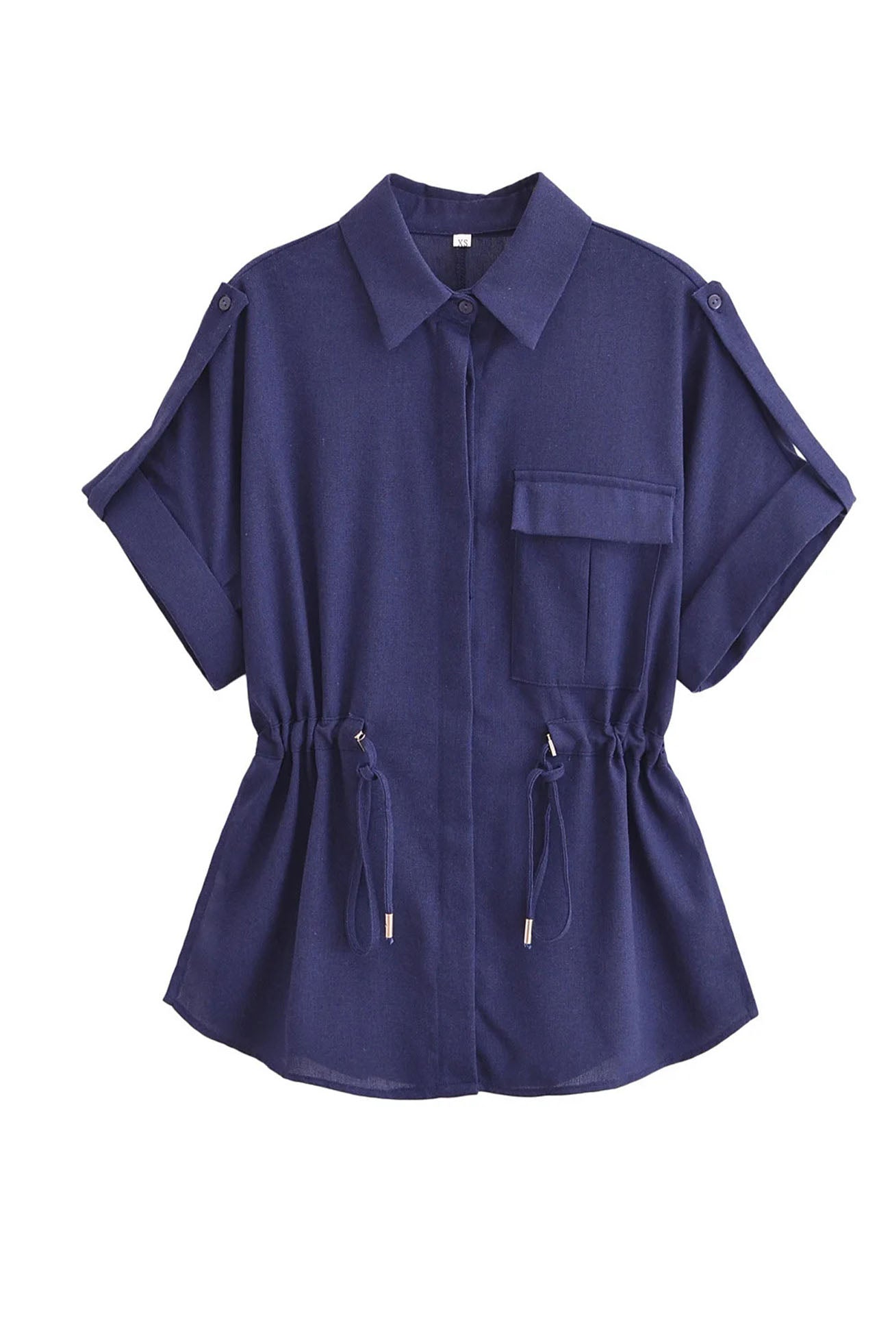 Half Sleeve Drawstring Shirt Long Pants Two-Piece Set