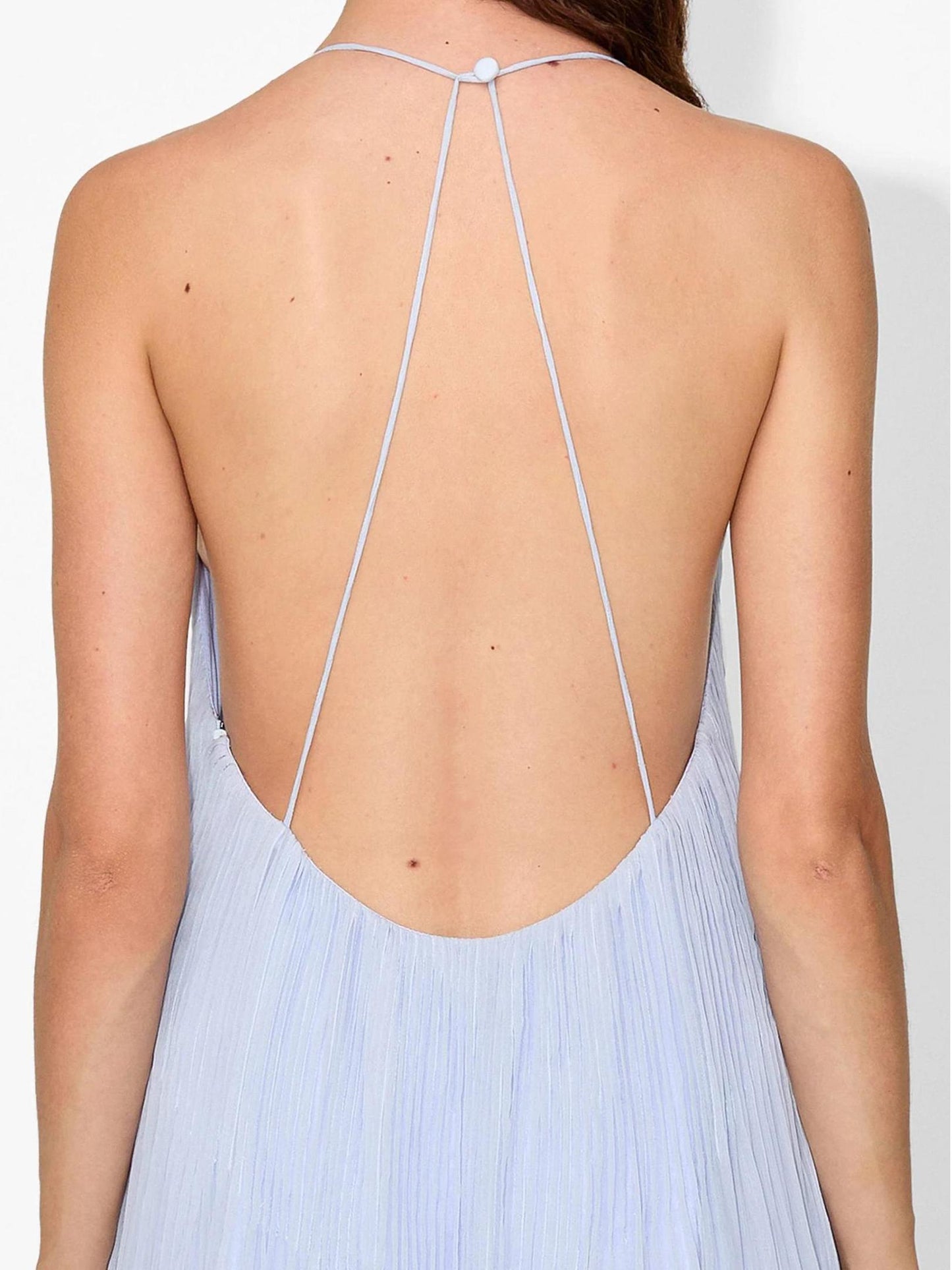 Deep V Neck Spaghetti Strap Pleated Crinkle Textured Maxi Dress