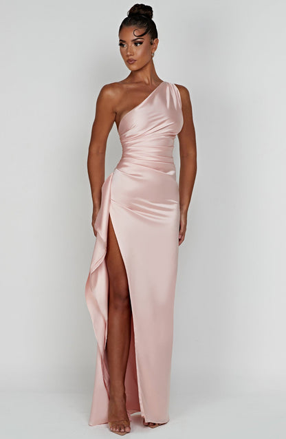 Daphne | Women's One-Shoulder Satin Maxi Prom Dress with Split