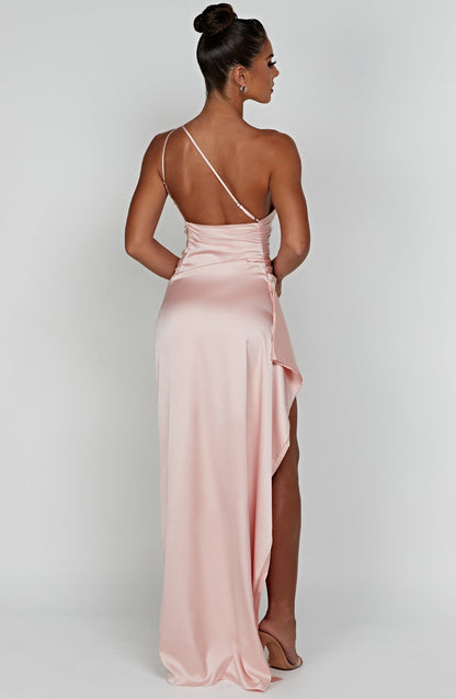 Daphne | Women's One-Shoulder Satin Maxi Prom Dress with Split