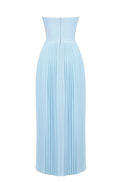 Denise | Women's Strapless Pleated Maxi Wedding Guest Dress