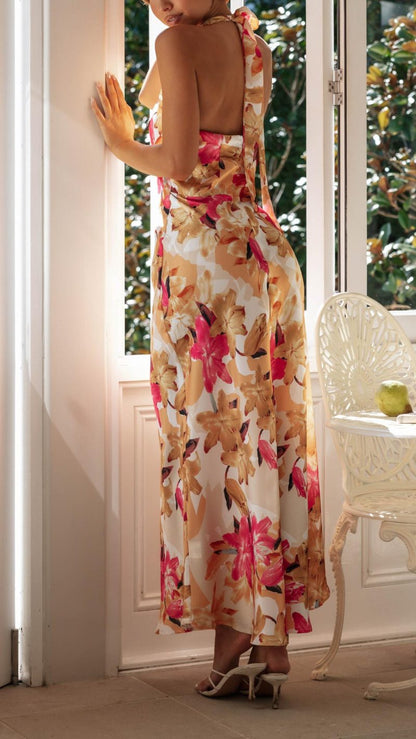 Ember | Women's Floral Halter Open Back Maxi Dress