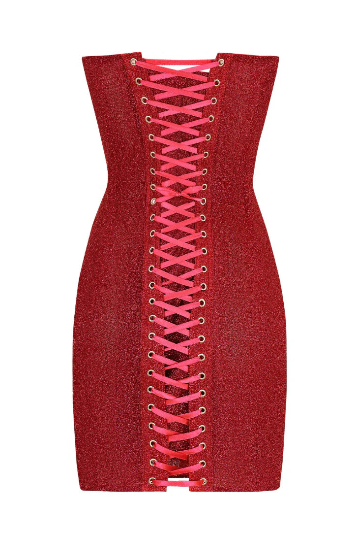 Ivy | Women’s Strapless Glitter Corset Mini Dress