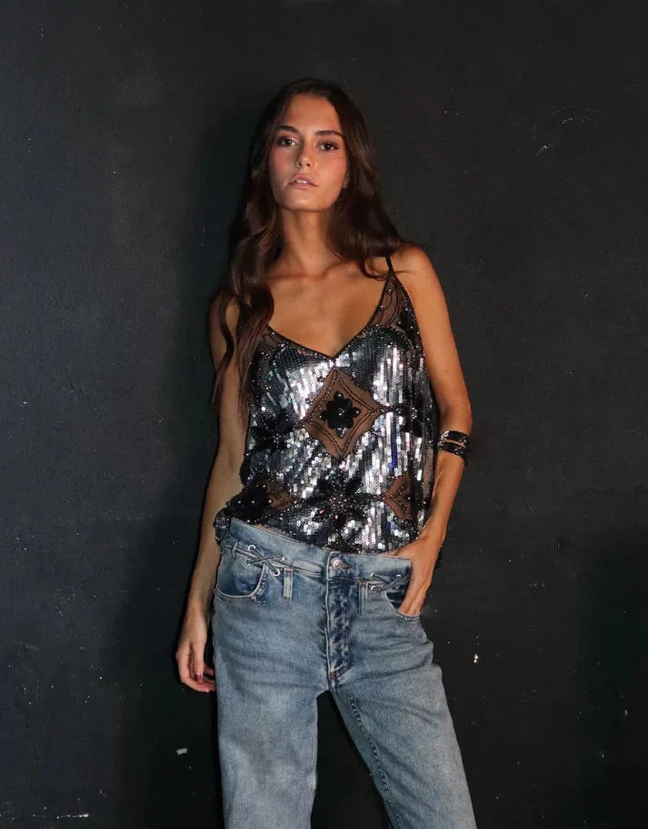 Klara | Women's Sequin Glitter Top